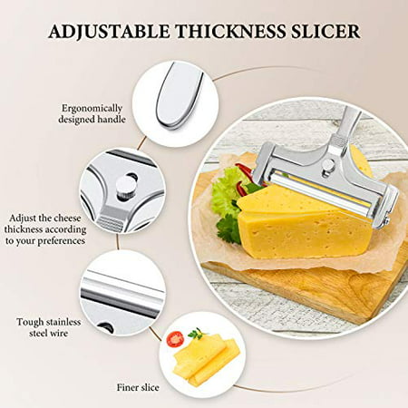 3 Pieces Cheese Cutter Tools Stainless Steel Cheese Slicer Adjustable Thickness 